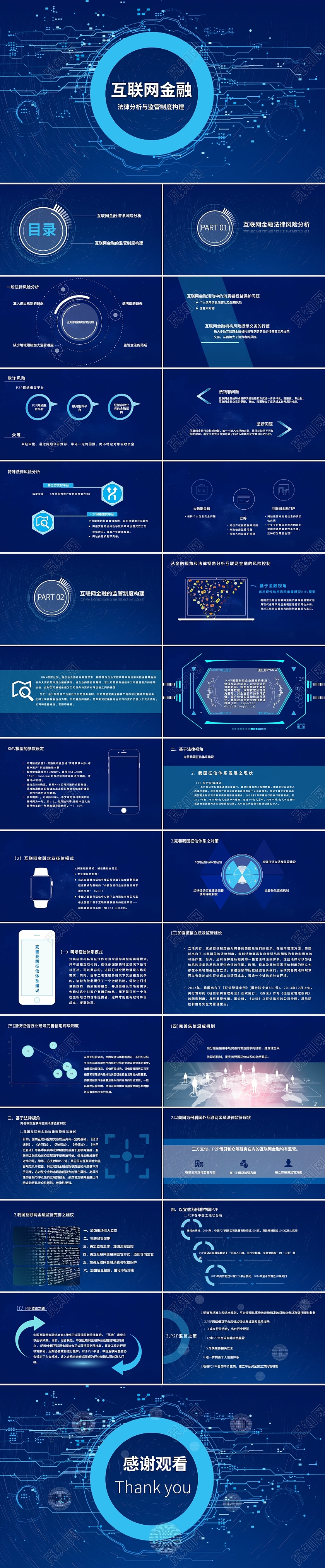 蓝色商务风格互联网金融法律分析与监管制度构建PPT模板