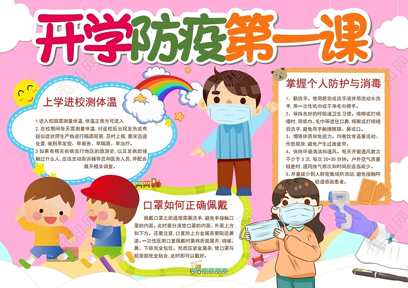 开学防疫第一课疫情防控抗击疫情个人防护小报手抄报开学季防疫措施疫情防控抗击疫情个人防护