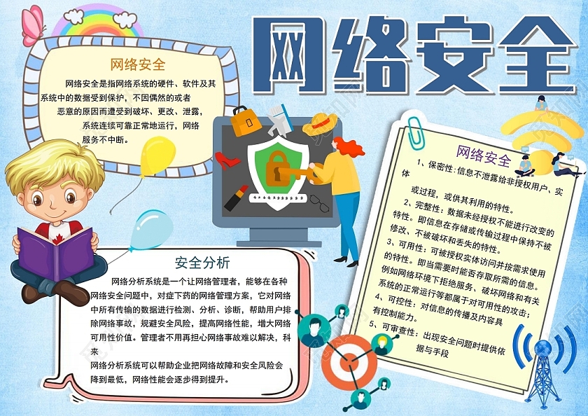 文明上网网络安全宣传周小报手抄报