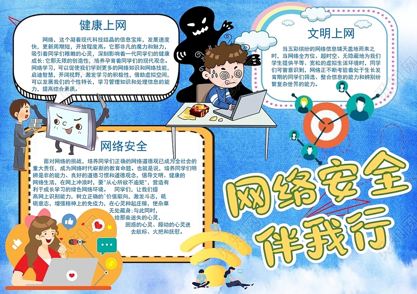 文明上网网络安全伴我行宣传周小报手抄报文明上网网络安全宣传周