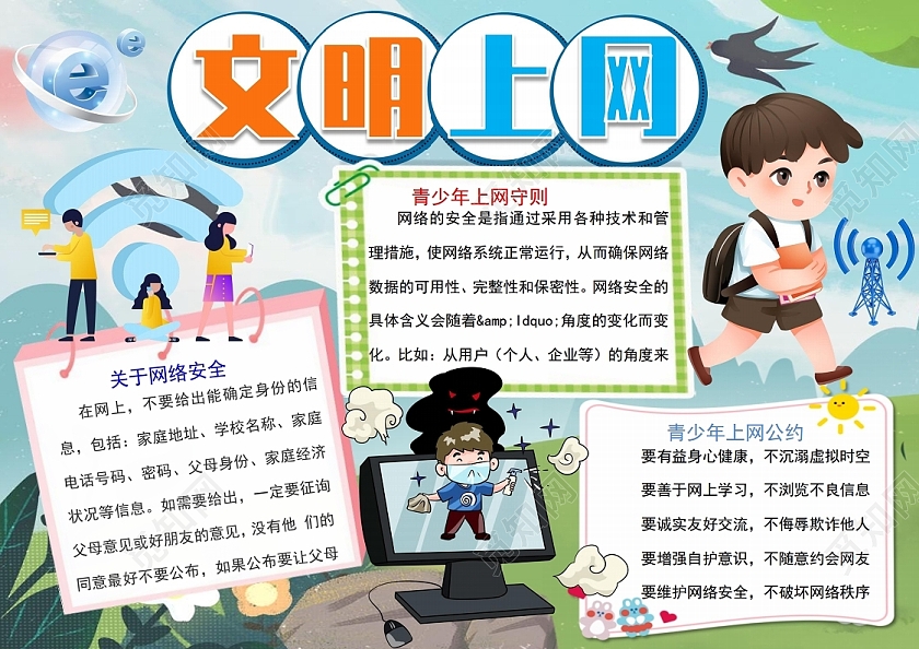 文明上网网络安全宣传周小报手抄报