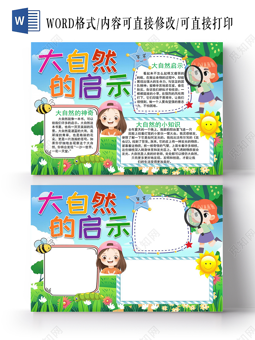 昆虫记自然笔记大自然的启示蔬菜种植观察日记小报手抄报