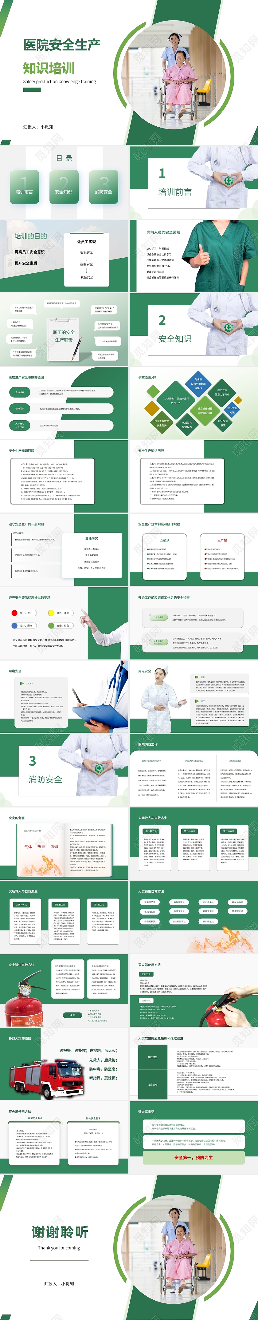 绿色简约医院安全生产知识培训安全教育PPT课件医院安全生产知识培训课件(2)
