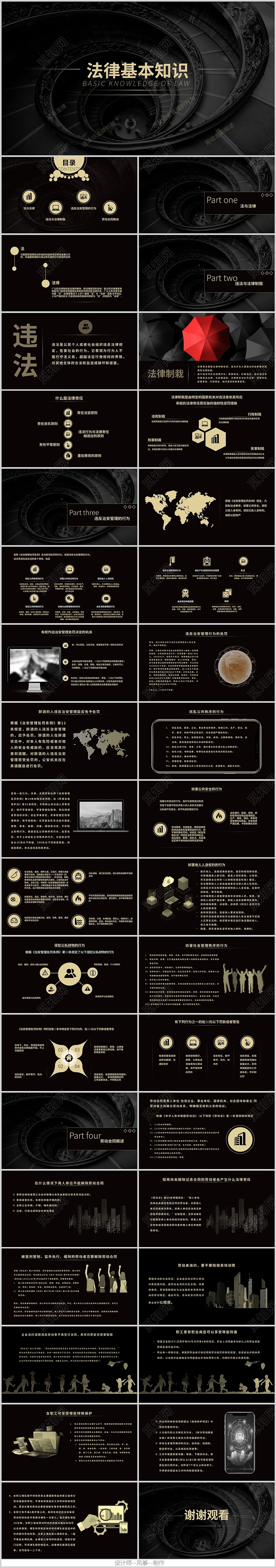 黑色商务大气法律基本知识课件培训PPT模板