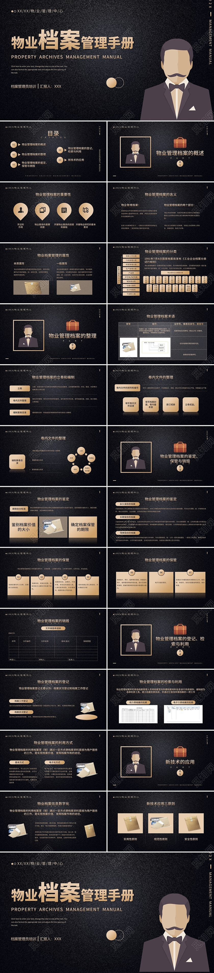 绿色简约物业档案管理手册PPT模板