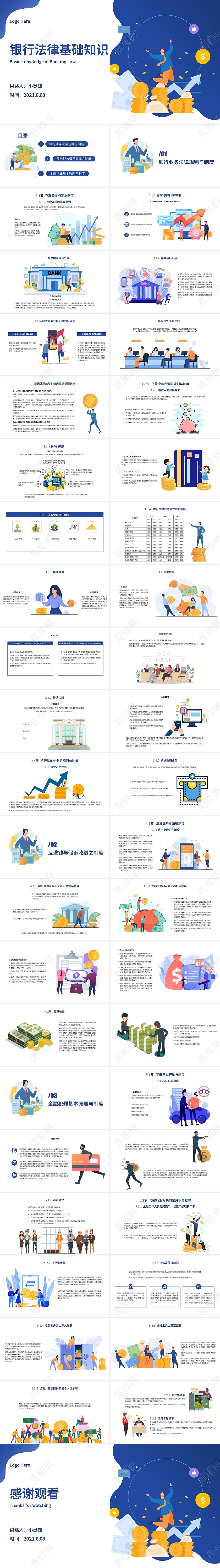 蓝色卡通简约商务银行法律基础知识法律讲座培训PPT模板银行法律基础知识2