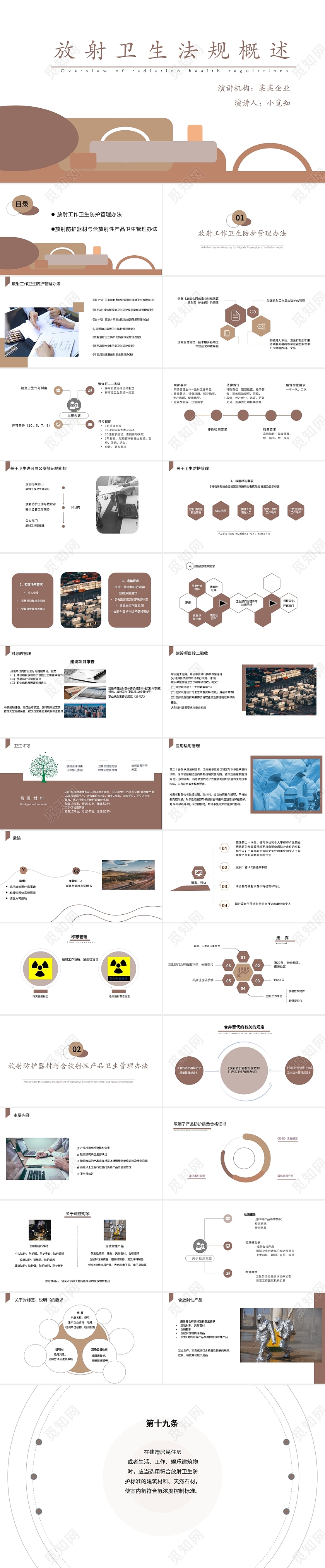 莫兰迪色简洁风格放射卫生法概述培训PPT模板放射卫生法规概述2