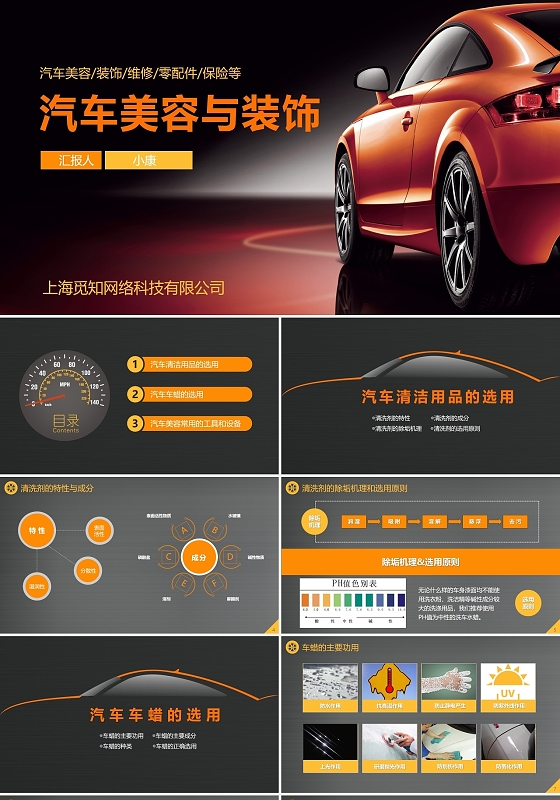 黑灰色高端大气简约商务2021汽车美容与服务PPT