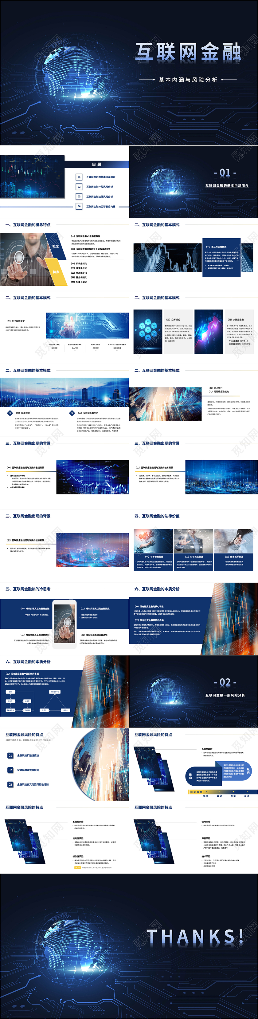 蓝色简约科技互联网金融基本内涵与风险分析课件