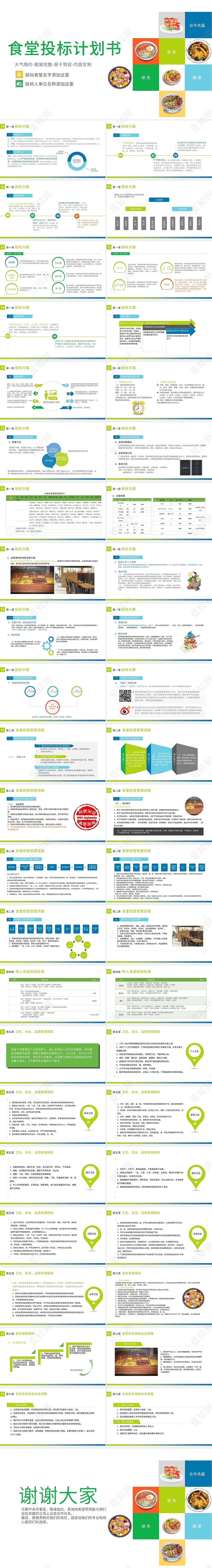 白色简约食堂招标计划书PPT模板食堂投标计划书
