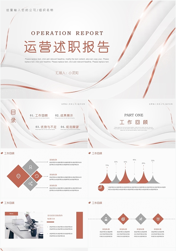 红色商务风运营述职报告运营述职报告PPT模板