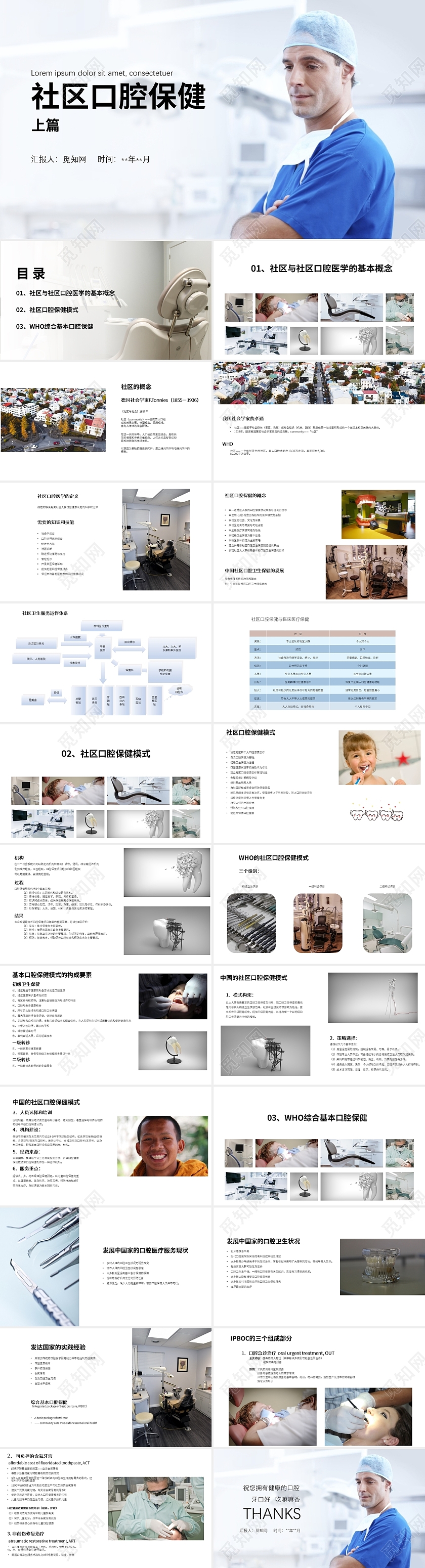 白色简约风口腔保健护理口腔医学概念培训PPT模板社区口腔保健