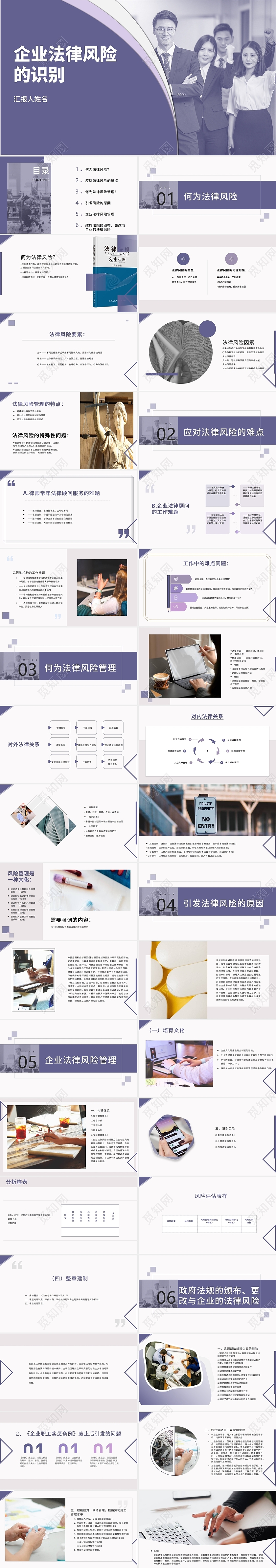 2021紫色梦幻简约企业法律风险的识别培训PPT