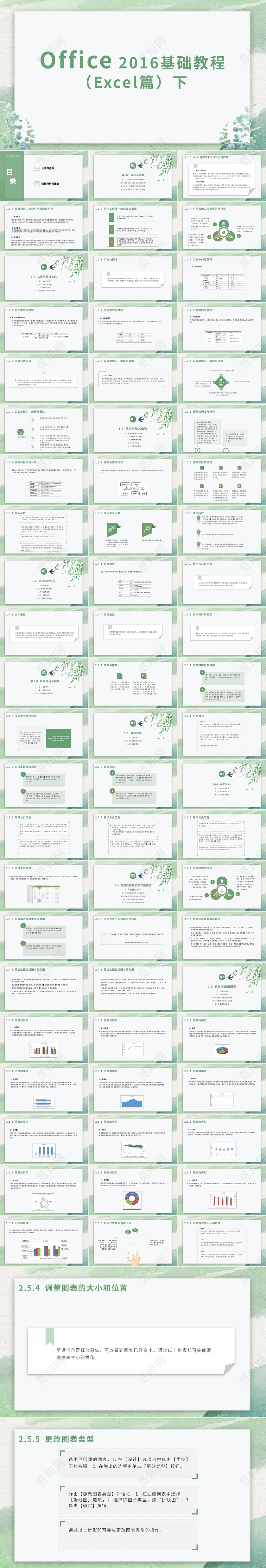 绿色小清新水彩简约Office2016基础教程培训PPT模板Office 2016基础教程