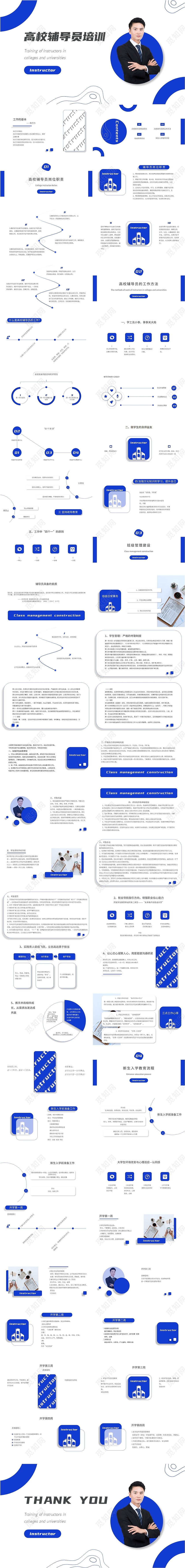 蓝色简约风格高校辅导员培训PPT课件