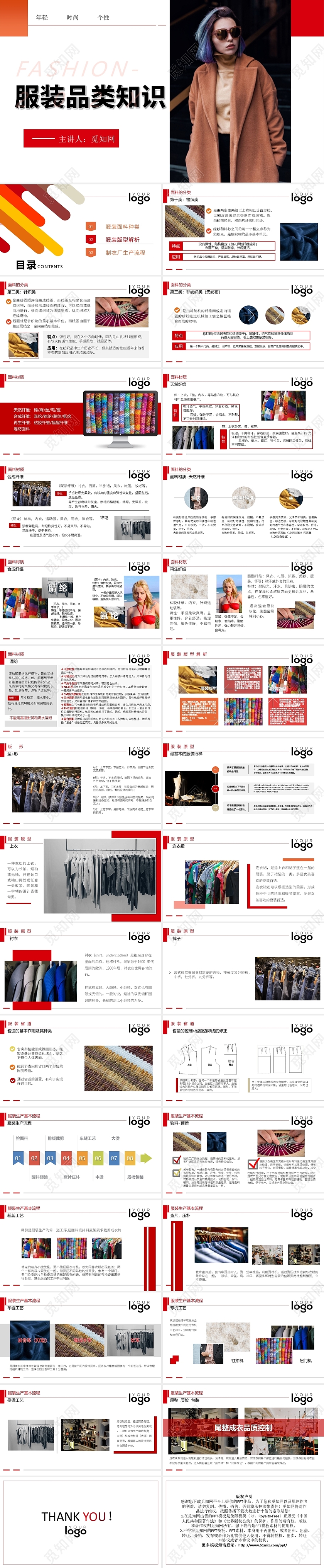 红色简约服装品类知识宣讲课件PPT模板