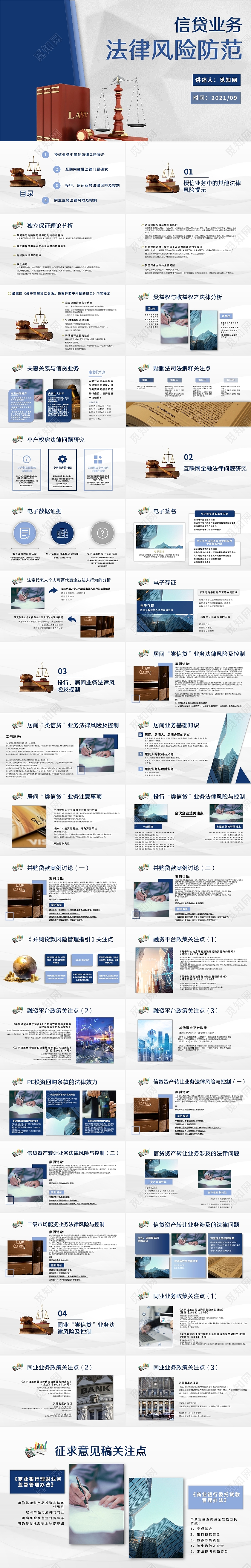 蓝色商务简约信贷业务法律风险防范培训PPT模板信贷业务法律风险防范2