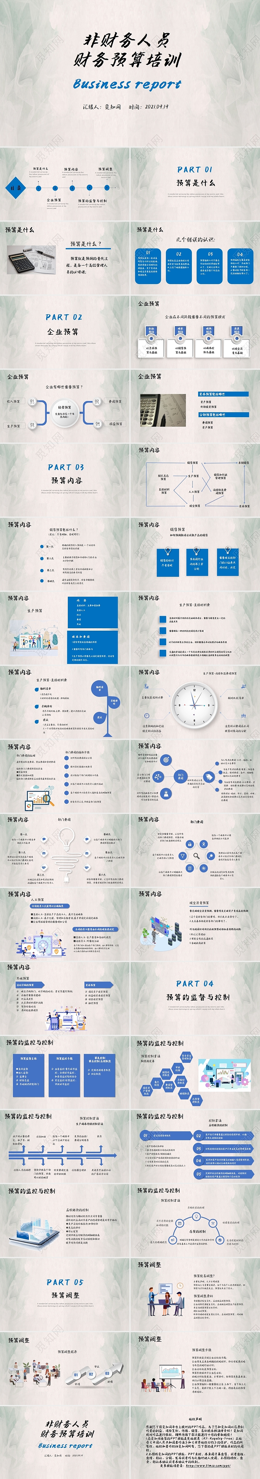 蓝色简约非财务人员财务预算培训PPT模板