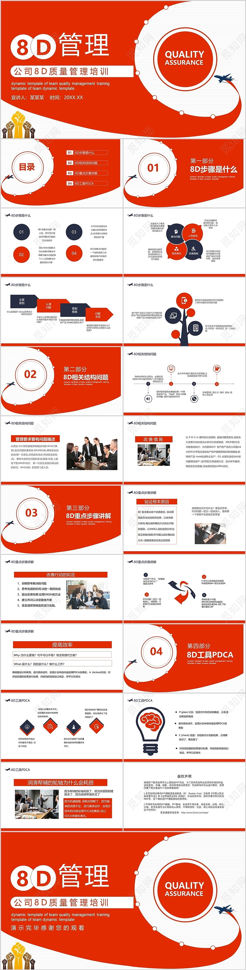 红黑简约公司8D质量管理培训动态PPT