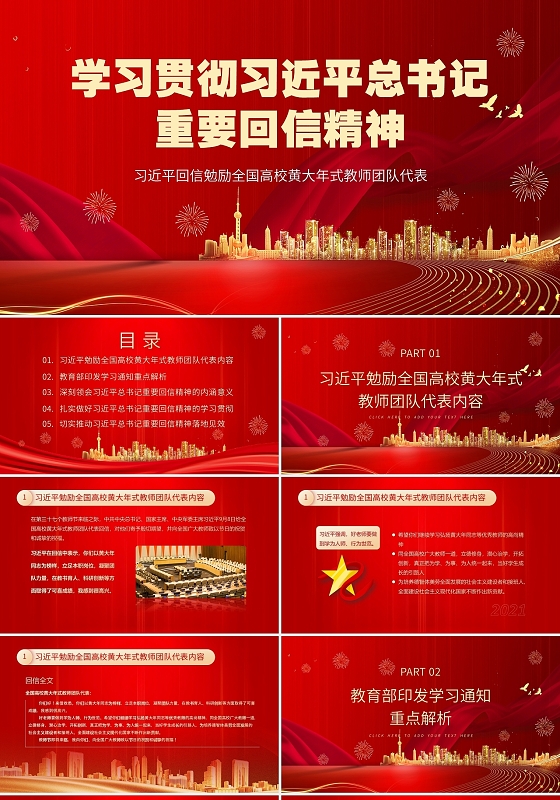 红色金色大气党政党建党课学习贯彻习近平总书记重要回信精神PP