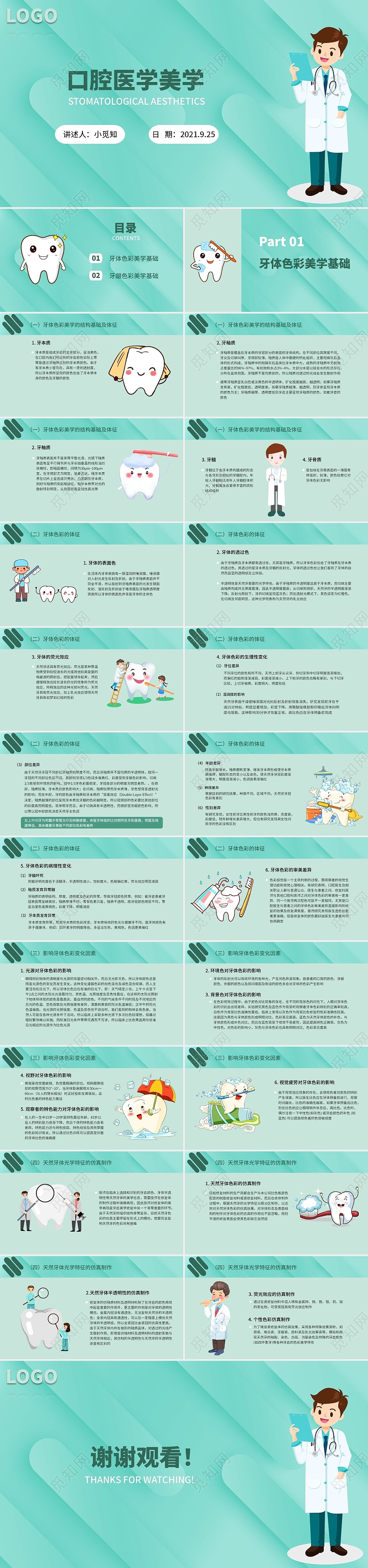 绿色水彩简约商务口腔医学美学企业培训PPT课件口腔医学美学2