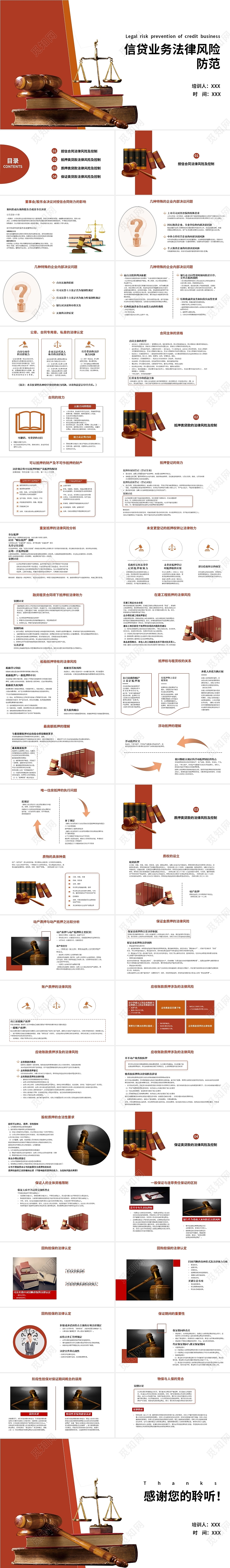 红色卡通简约风格信贷业务法律风险防范课件培训PPT模板