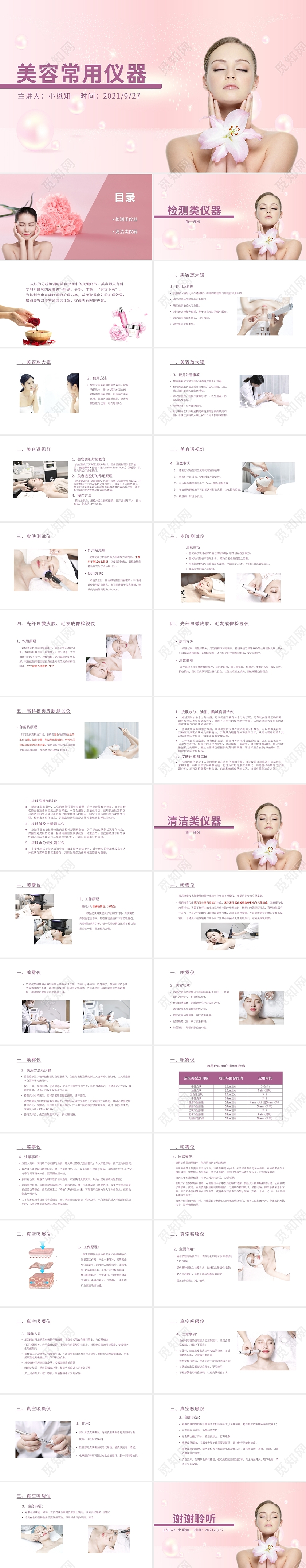 粉色水彩简约商务美容常用仪器培训PPT课件