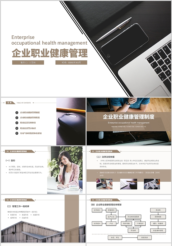 棕色商务简约风企业职业健康管理PPT企业职业健康管理 (2)