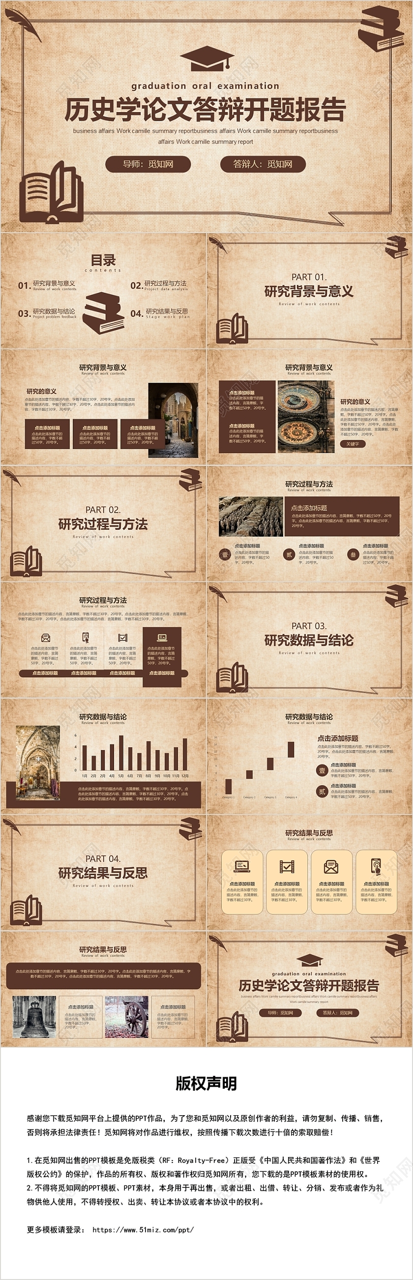 棕色复古风历史学论文开题报告PPT