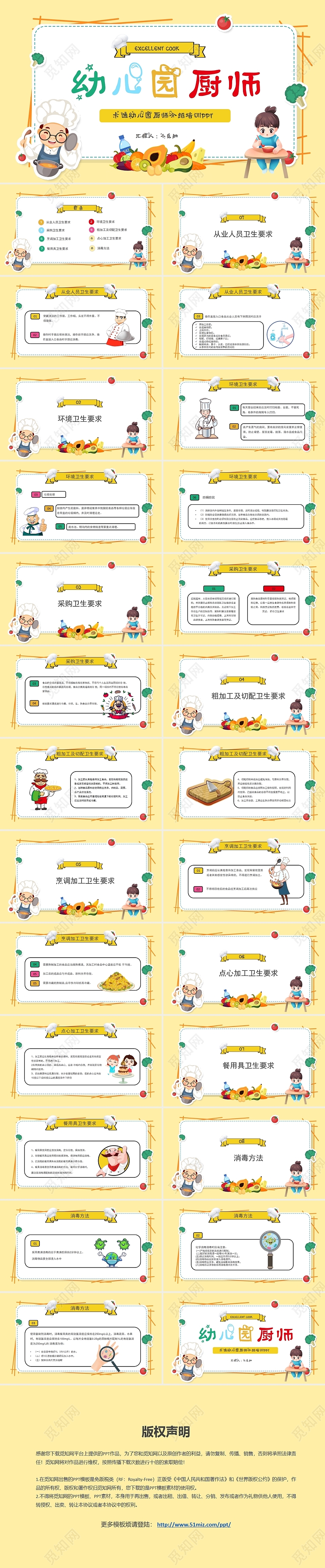 卡通幼儿园厨师介绍培训PPT模板世界厨师日