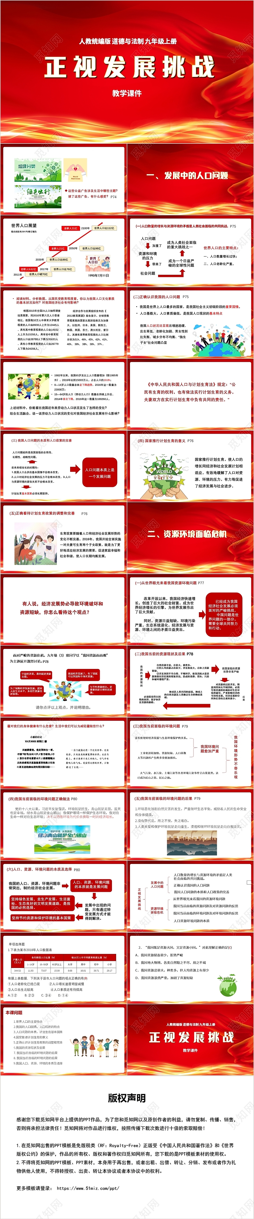 红色党政风正视发展挑战PPT道德与法治