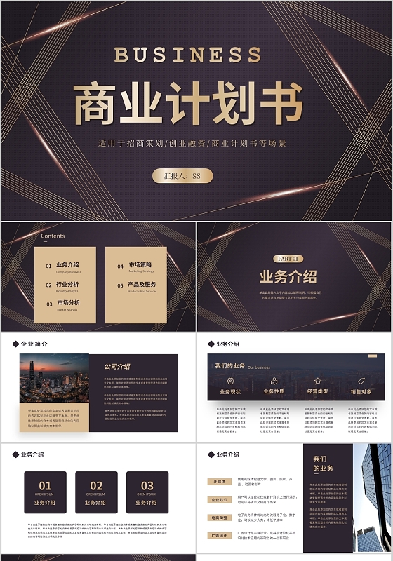 黑金大气商务企业项目商业计划书PPT
