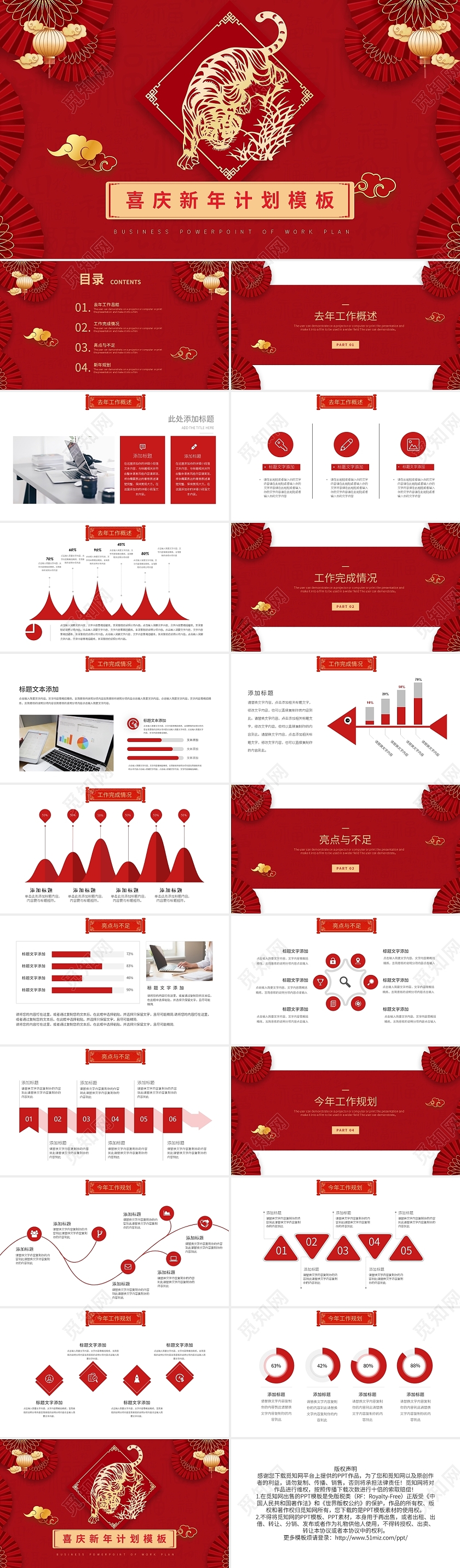 红色简约喜庆新年计划模板PPT模板宣传PPT动态PPT竞品分析报告