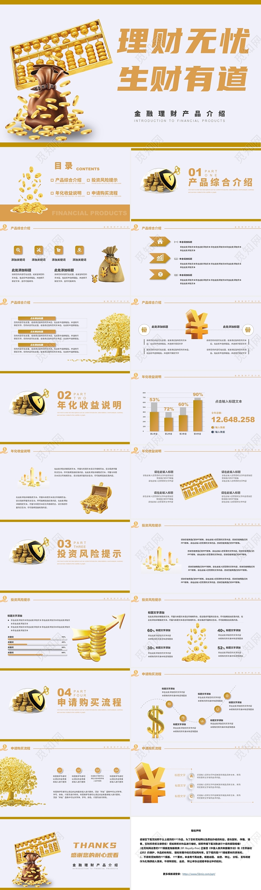 金色简约风格金融理财产品介绍PPT模板金融产品介绍