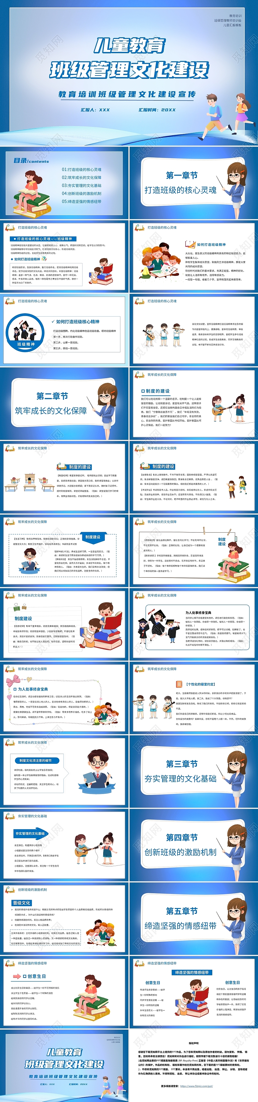 浅蓝色清新儿童教育心里文化建设ppt模板演讲比赛