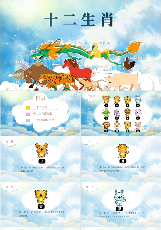 科学教育十二生肖课件PPT模板