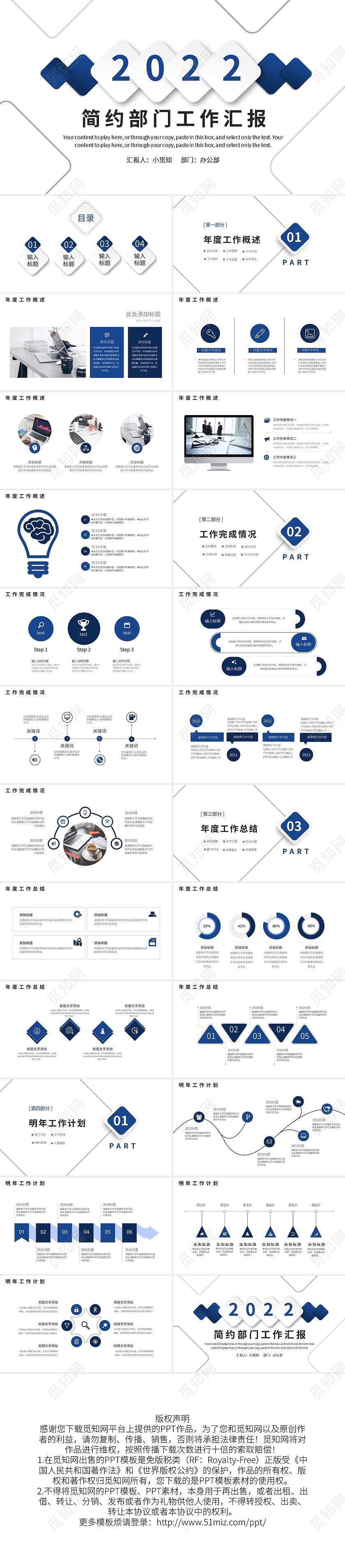 蓝色简约部门工作汇报PPT模板宣传PPT动态PPT