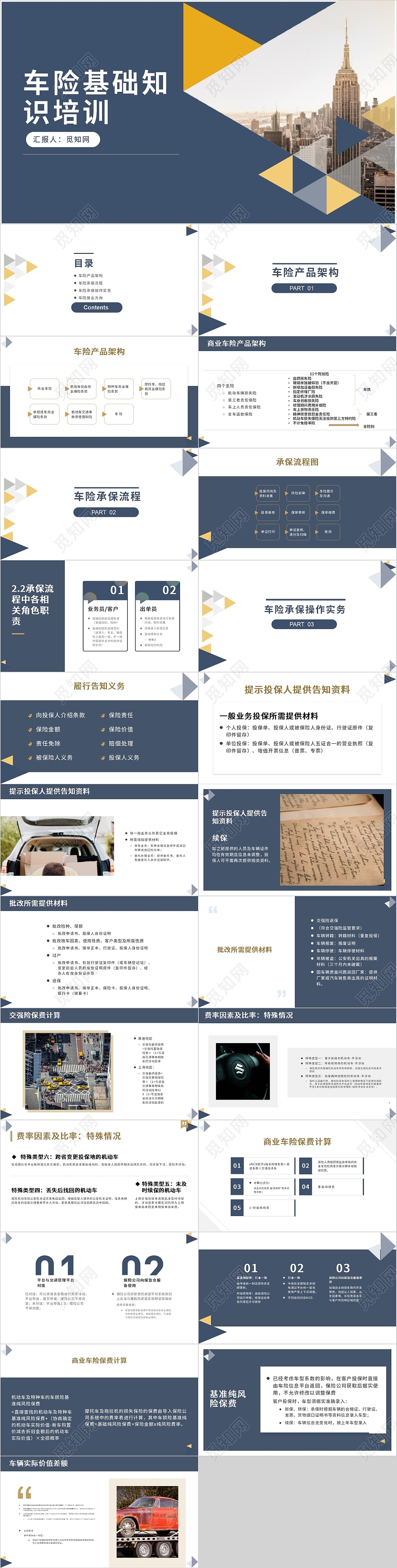 蓝色简约商务车险基础知识培训入门级培训PPT模板培训车险基础知识培训(入门级培训)