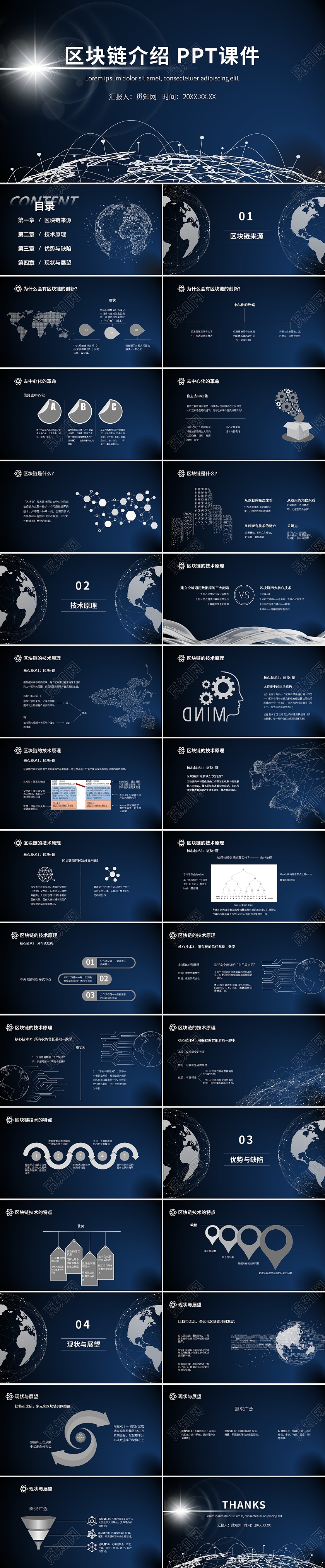 蓝色简约风区块链介绍PPT课件模板内容可更改编辑区块链介绍ppt课件