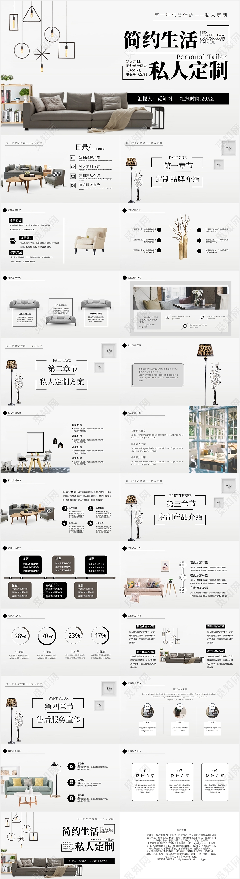 简约大气家居家具定制宣传展示PPT模板