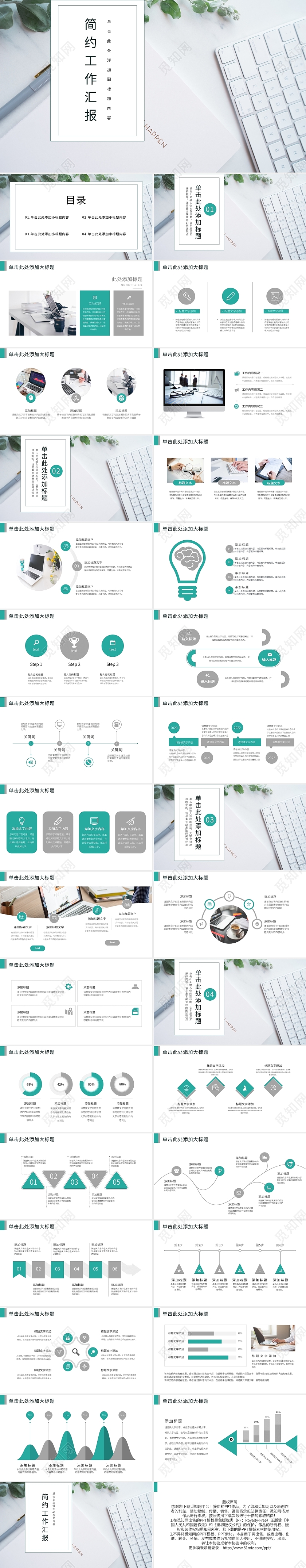 绿色简约工作汇报PPT模板宣传PPT动态PPT