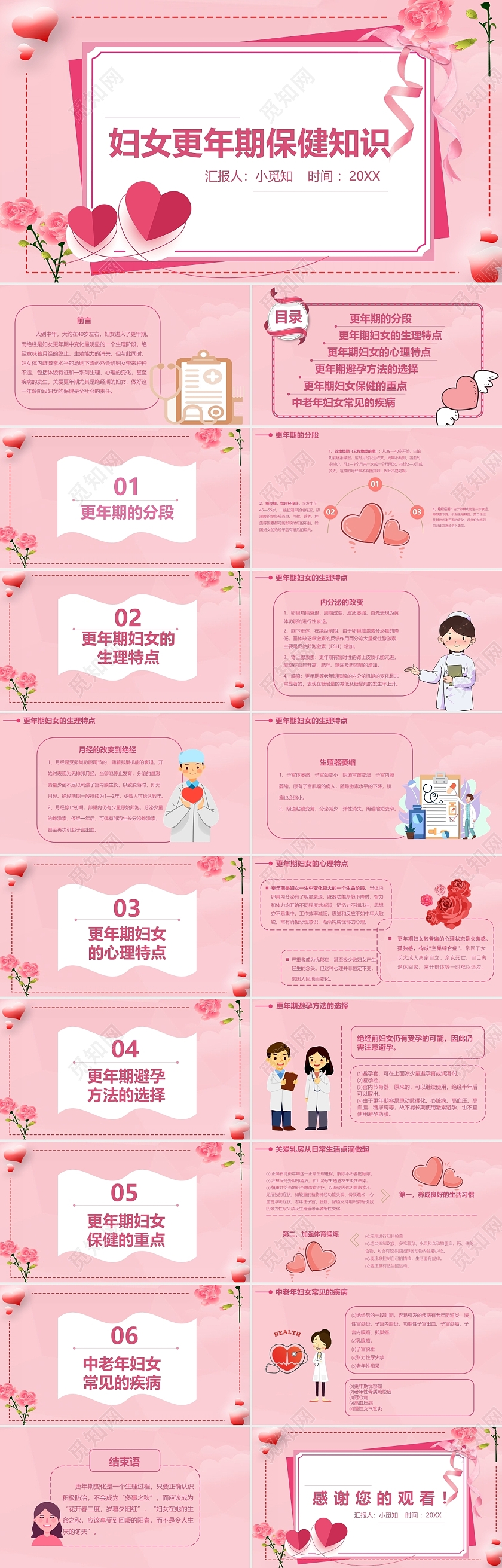 粉红色 图形汇报 妇女更年期保健知识 女性健康ppt