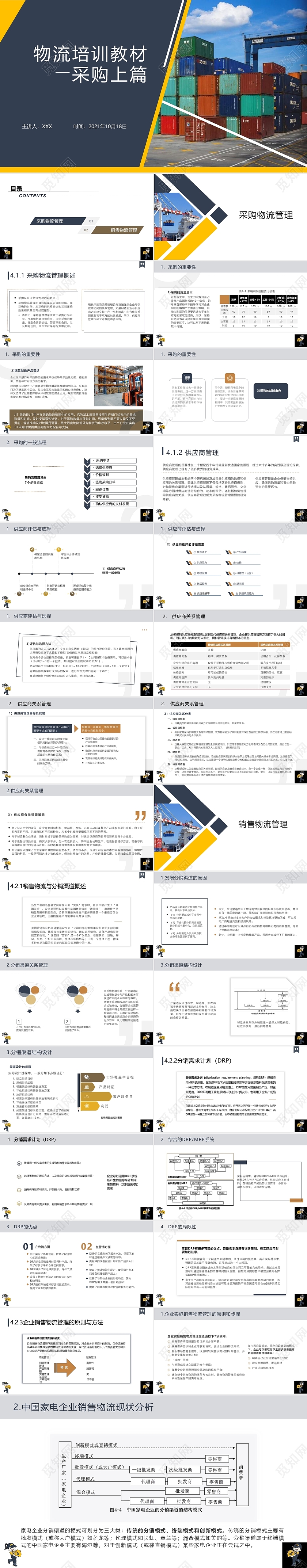 蓝色白色简约物流培训教材采购上篇PPT