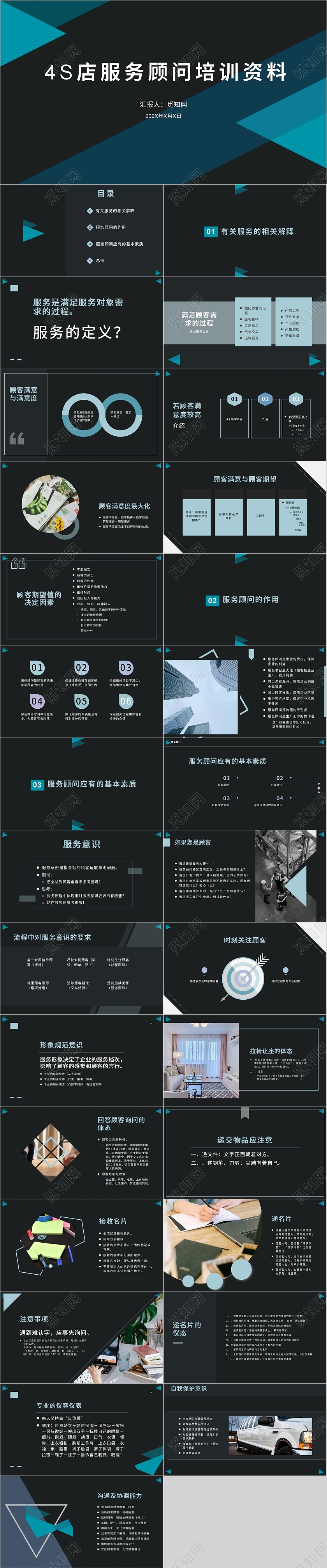 黑色简约4S店服务顾问培训PPT模板教育培训