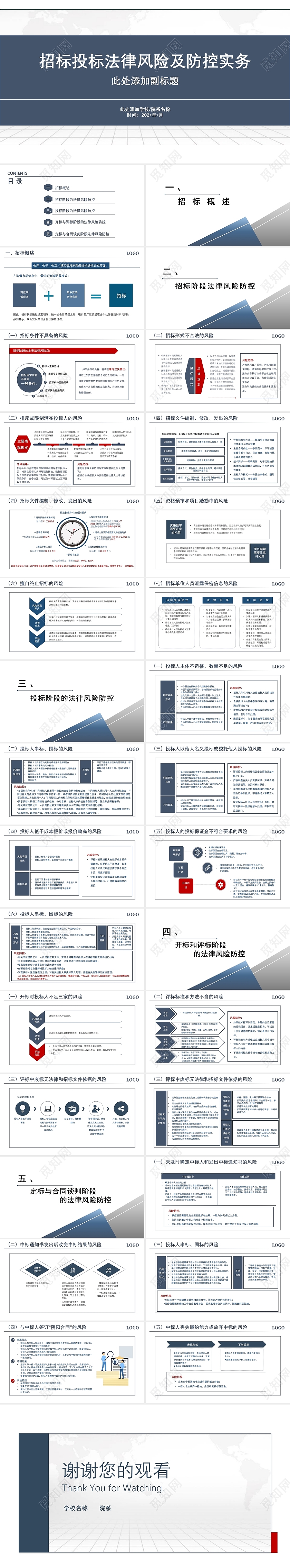 蓝色PPT蓝商务法律培训招标投标法律风险及防控实务PPT