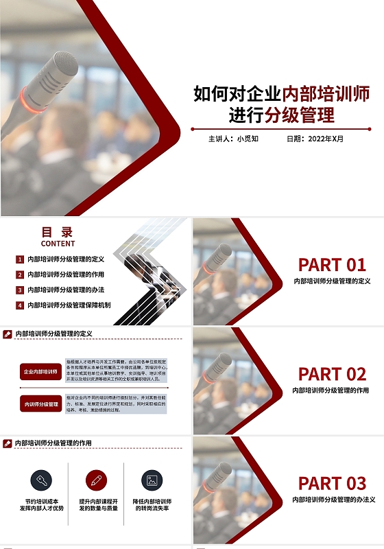 红色简约如何对企业内部培训师进行分级管理PPT模板宣传PPT内训师企业培训
