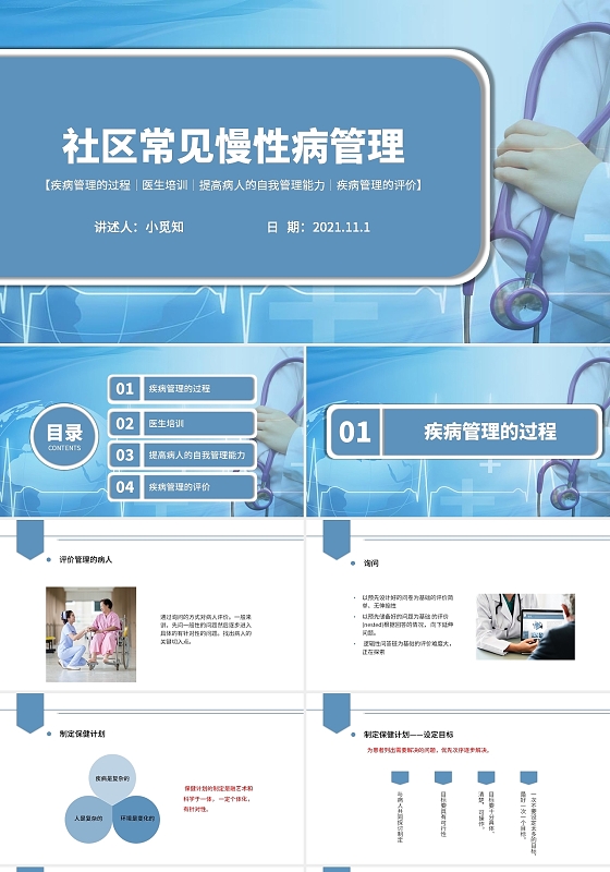 蓝色水彩简约商务社区常见慢性病管理培训PPT课件社区常见慢性病管理2