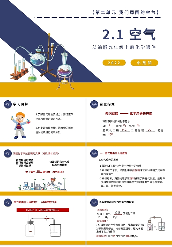 部编版九年级上册化学课件空气PPT模板宣传PPT动态PPT化学说课