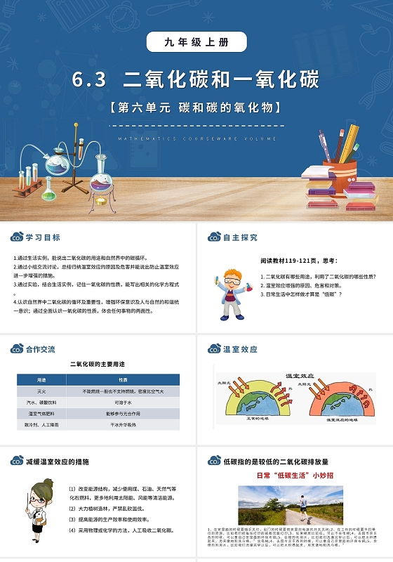 化学课件二氧化碳和一氧化碳碳和碳的氧化物PPT模板宣传PPT化学说课