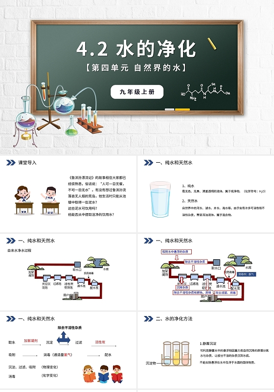 水的净化自然界的水化学课件PPT模板宣传PPT动态PPT化学说课